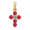 14k Yellow Gold and Rhodium Over 14k Yellow Gold Ruby and Diamond Cross Pendant