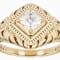 Diamond Simulant Art Deco Style Ring In 18K Gold Over Sterling Silver 0.72ct