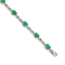 Rhodium Over 14k White Gold Diamond and Emerald Bracelet