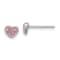 Rhodium Over Sterling Silver Pink Glitter Enamel Heart Children's Post Earrings