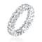 Oval CZ Band Ring In Rhodium Over Brass