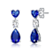 Heart And Pear Shape Sapphire Color CZ Three-Stone Drop Earrings In
Sterling Silver