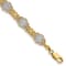 14k Yellow Gold and Rhodium Over 14k Yellow Gold Textured Flower Link Bracelet