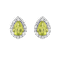 Green Peridot Pear shaped Teardrop Stud Earrings For Women