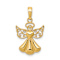 14k Yellow Gold Polished and Textured Guardian Angel with Heart Pendant