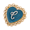 Gold Tone Filigree Heart Blue Enamel Initial Pin