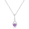 Round Amethyst and White Sapphire Sterling Silver Pendant With Chain