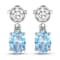 1.02ctw 14K White Gold Aquamarine and White Diamond Halo Earrings