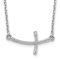 Rhodium Over 14K White Gold Small Sideways Curved Twist Cross Necklace