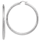 Rhodium Over 14k White Gold 2 7/8" Diamond-cut Tube Hoop Earrings