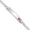 Rhodium Over 14k White Gold Medical Red Enamel Flat Curb Link ID Bracelet