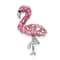 Rhodium Over Sterling Silver Polished Pink Crystal Flamingo Chain Slide