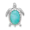 Rhodium Over Sterling Silver Amazonite Turtle Chain Slide Pendant