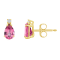 6x4mm Pear Shape Pink Topaz with Diamond Accents 14k Yellow Gold Stud Earrings