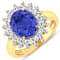 4.22ctw Violet Tanzanite and Diamond 14K Yellow Gold Halo Ring