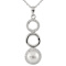 7-8mm Button White Cultured Freshwater Pearl and CZ Rhodium Over
Sterling Silver Pendant