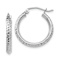 Rhodium Over 14k White Gold 13/16" Knife Edge Diamond-Cut Hoop Earrings
