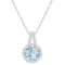 7mm Round Aquamarine 1/7 ctw Diamond Rhodium Over Sterling Silver Halo
Pendant with Chain