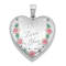 Rhodium Over Sterling Silver Satin Epoxy I Love You Floral 24mm Heart
Locket Pendant