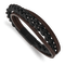 Black and Brown Leather and Stainless Steel Brushed Black IP Plated
Multi Strand Bracelet