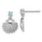 Rhodium Over Sterling Silver Polished Blue Cubic Zirconia Shell Dangle Earrings