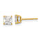 14K Yellow Gold 4mm Square Cubic Zirconia Basket Set Stud Earrings