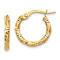 14k Yellow Gold Polished and Textured 9/16" Twisted Hoop Earrings