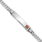 Rhodium Over 14k White Gold Medical Red Enamel Flat Curb Link ID Bracelet