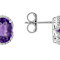 African Amethyst And Zircon Stud Earrings In Sterling Silver