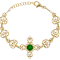 Jadeite Cross Bracelet In 18K Gold Over Sterling Silver 8mm