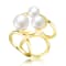 Pear Shape Pearl Cluster Ball Ring In 14K Gold Over Sterling Silver