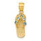 14k Yellow Gold 3D Textured Cubic Zirconia December Birthstone Flip Flop Pendant
