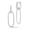 Rachel Zoe Oval Shape CZ Drop Earrings in Rhodium Over Sterling Silver