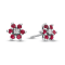 0.58ctw Ruby and Diamond Flower Cluster Earrings in 14k White Gold
