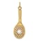 14k Yellow Gold Textured Tennis Racquet with Freshwater Pearl Charm