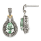Sterling Silver Antiqued with 14K Accent Diamond and Prasiolite Earrings