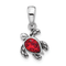 Rhodium Over Sterling Silver Antiqued Crystal July Birthstone Turtle Pendant