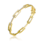 CZ Pave Rectangular Link Bracelet In 14K Gold Over Brass