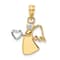 14k Two-tone Gold Diamond-cut Angel Holding Heart Pendant