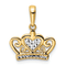 14K Yellow Gold with White Rhodium Diamond-Cut Heart Crown Pendant