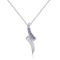 Round Blue Sapphire and White Sapphire Sterling Silver Pendant With Chain