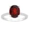 10x8mm Oval Garnet and 1/10 ctw Diamond Rhodium Over Sterling Silver Ring