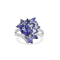 Rhodium Over Sterling Silver Mixed Shape Tanzanite and White Zircon Ring 2.93ctw