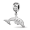 Rhodium Over Sterling Silver LogoArt Delta Delta Delta Dolphin on Heart Bead