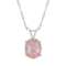 10x8mm Oval Rose Quartz Rhodium Over Sterling Silver Pendant With Chain
