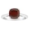 8mm Square Cushion Garnet Rhodium Over Sterling Silver Ring