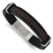Black and Brown Braided Leather and Stainless Steel Polished Black with
0.5-inch Extension Bracelet