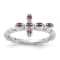 Rhodium Over Sterling Silver Stackable Expressions Cross Rhodolite Ring 0.11ctw