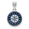Rhodium Over Sterling Silver MLB LogoArt Seattle Mariners Enamel Pendant