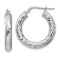 Rhodium Over 14k White Gold Diamond-Cut 15/16" Round Hoop Earrings